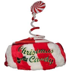 Elope Springy Adult Candy Cane Peppermint Christmas Hat